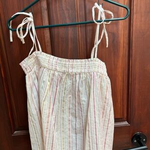 LOFT Striped White and Pink Top